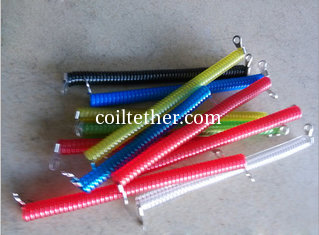 China Stretchable spiral coil cord in different colors plastic spring safe wire coil holder rope supplier