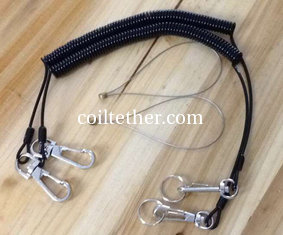 China Heavy Duty Big Key Hooks with Strong Pulling Retracted Wire Coil Strap Holder Black Cord supplier