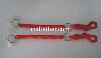 China Solid Red Trigger Snap Key Holder with Sucker Economical Spiral Key Ring Retainers supplier
