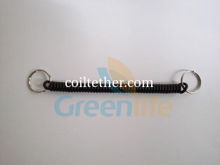 China Standard Black Spring String Coil with Split Key Rings on Two Ends Good Fastener Leash supplier