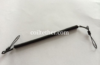 China Plastic Slim Black Color Cheap Retainer Spring Coiled Lanyard Pen Holder Connector supplier