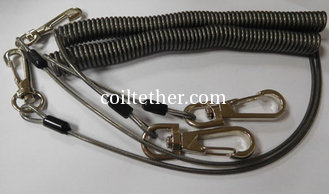 China Big strong pulling innovative stainless steel wire spiral coil lanard w/thumb trigger hook supplier