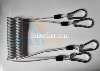 China Clear Plastic Top Grade 1.5/4.0x19x100mm Steel 6x60mm Silver Carabiner Coil Tool Lanyard Missed Ropes supplier