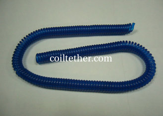 China Plastic Transparent Blue Coiled Bungee Lanyard Tether Ready for Attachment supplier