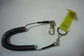 Black coil police equipment mini coil pistol leash w/yellow webbing strap&amp;metal snap hook supplier