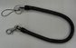 Plastic Spring 30cm Unstretched Length Black Sprial Key Coil w/Split Ring Cellphone Loop and Press-in Hook supplier