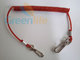 Popular Selling in Europe Stainless Steel Spiral Lanyard Plastic Red PU Coated with Steel Hook on Each End supplier