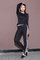 CPG Global Women Pure Black Polyester Sexy Slim Fit Long Sleeves Round Collar Gym Running Sports T-Shirts S-L S42 supplier