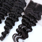 brazilian hair deep wave natural color virgin hair bundles with lace frontal closure