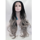 Factory Price Ombre Gray Color Synthetic Lace Front Wigs Wave Style