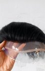 French Lace with Pu Coating Men's Toupee Brazilian Virgin Hair Black Color