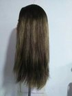 European Human Hair Wig Jewish Wig Kosher Wig, 22 inches Dark Roots