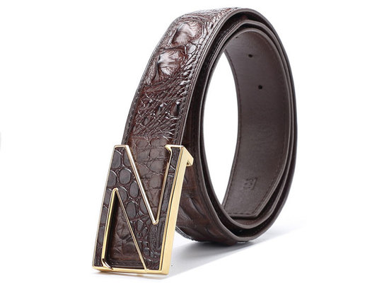 China Custom logo fashion casual belt alloy automatic buckle crocodile men's belts supplier