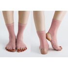 Custom logo, design open heel cotton anti slip yoga sports socks with open five toes
