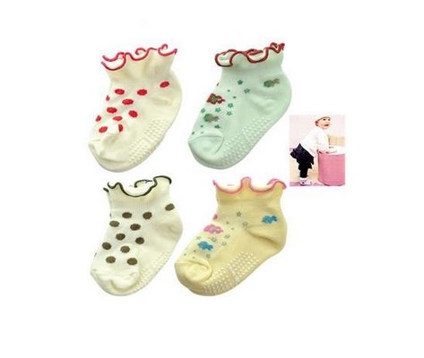 Embroidery Knitted Bamboo Cute Cotton Anti-Slip Baby Sock