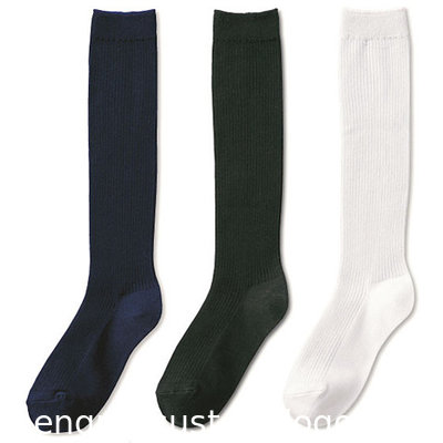 Knitted woven soft over knee ribbed cotton student's socks