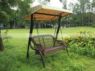 BM3001-1 PE rattan two-seaters swing with canopy outdoor furniture rattan bed