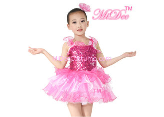 China Spandex / Polyester Ballet Dance Costumes Sequin Top Attached Wide Straps supplier