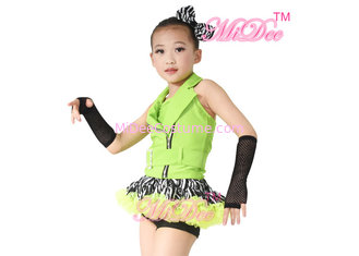China Hip Hop Jazz Tap Costumes / Jazz Dance Outfit With Halter Vest / Zebra Skirt supplier