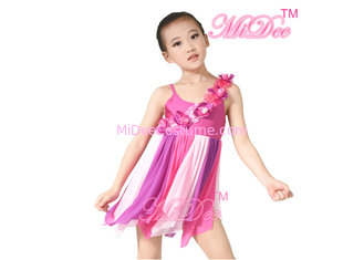 China Girls Modern Dance Costumes Camisole Asymmetrical Floral Lyrical Dress supplier