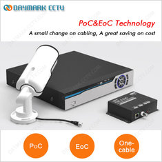 China New tech coaxial cable trasmission 4 channel PoC &amp; EoC IP camera nvr kit supplier