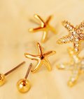 Fashion women golden color fish star metal stud earring