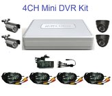 4CH H.264 FULL D1 Mini DVR Kits, 700TVL CCTV Cameras
