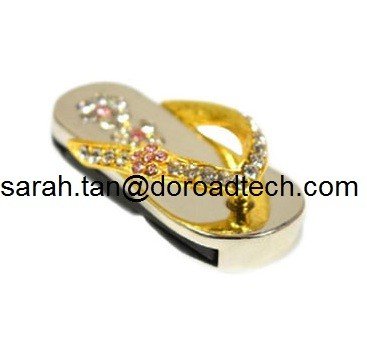 China Hot Diamond Jewelry Slipper Shape USB Flash Drives, High Quality Jewelry Slipper USB supplier