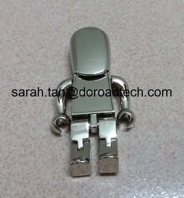 Cute Metal Robot USB Pen Drives, Gift USB Drives with Laser Printing Logo in Gold/Silver