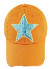 Hot  sale 100% cotton brushed  sport hat   sequin   Patch embroidered with for factory supplier by orange&white 56-58CM