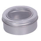 Aluminium jar with PET window, aluminium tin for lip balm,cream,wax,butter,groom,samples,tea