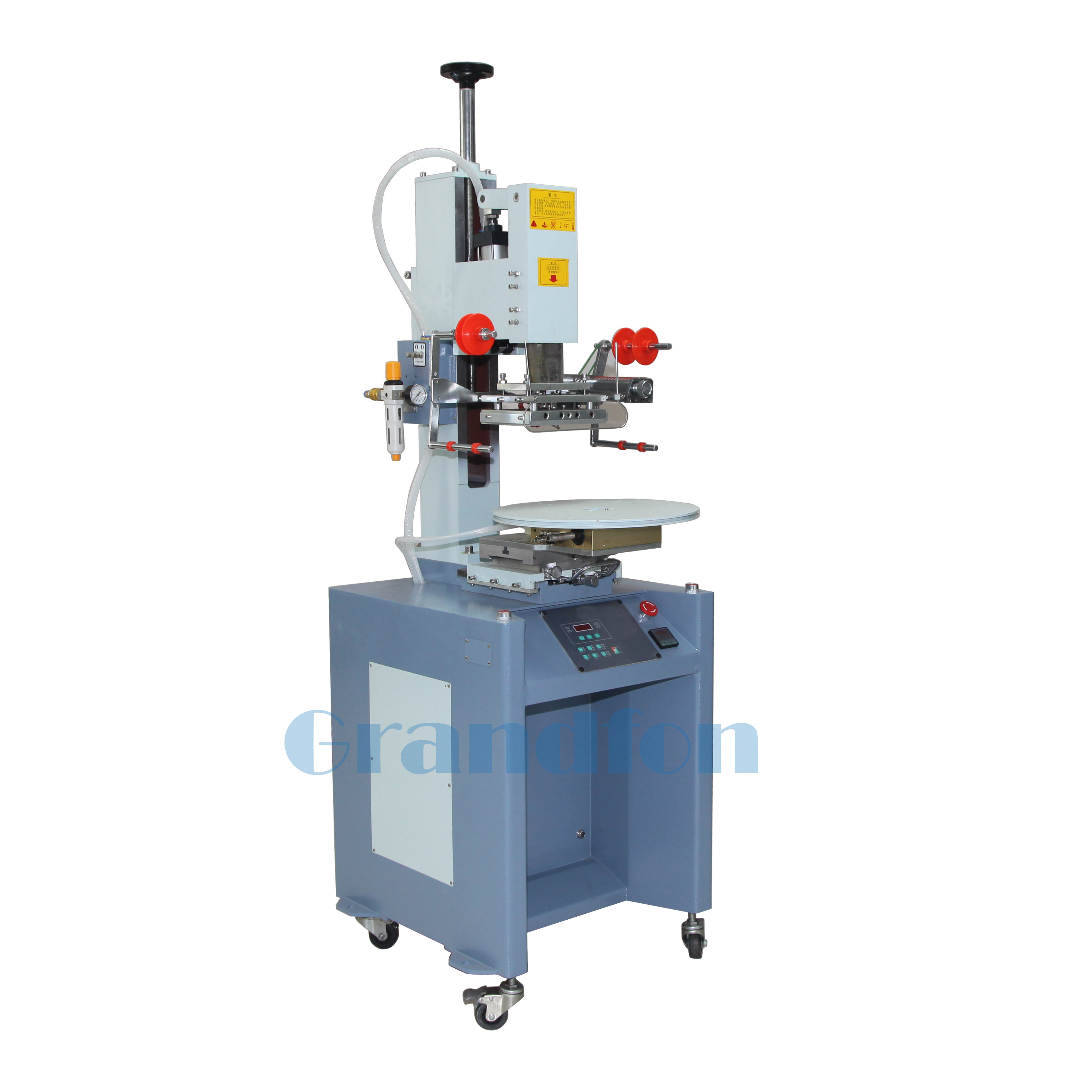 automatic plastic lids caps pneumatic hot stamping machine with conveyor