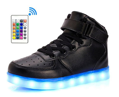 China LED Light Up Shoes With Remote Control , Men &amp; Women Leather High Top Led Light Sneakers supplier