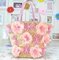 Pink flowers straw beach tote bag ladies favor