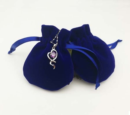 Blue Velour Velvet Jewelry Pouch With Round Bottom Round Velvet Jewelry Bag