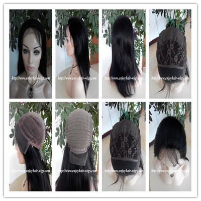 China 100% Human hair lace front wig indian remy silk straight hair,120%-180% density,1b#color. supplier