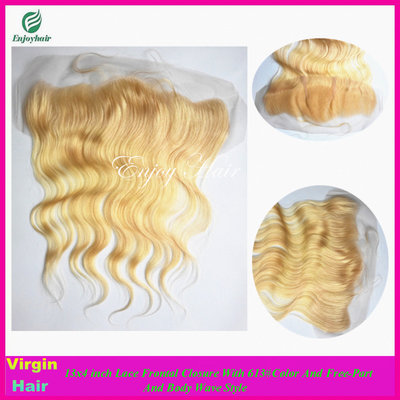 China 7A malaysian virgin  hair lace frontal 13''x4'' ,613# color body wave hair lace closure supplier