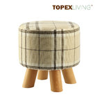 Oak  Round Footstool Ottoman Pouffe Padded Stool Solid Wooden legs Bedroom Chair-Living Room Chairs,Hotel Chairs