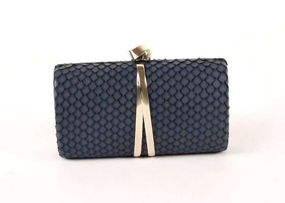 China Clutch style leather hard case clutch bag with metal bow design lady evening bag supplier
