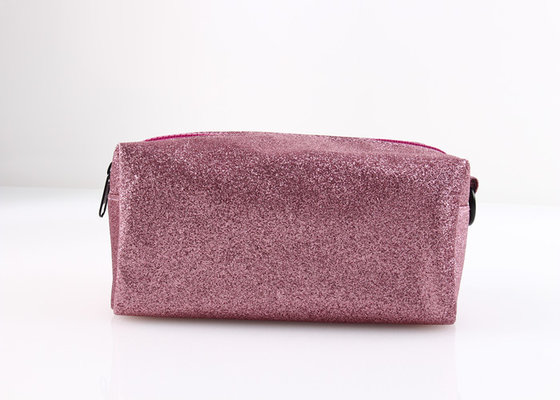 China PU Leather Large Makeup Bag , Pink Cute Blank Cosmetic Bag For Ladies supplier