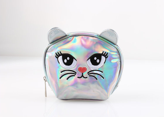 China Durable Portable Women  ' S Cosmetic Bag  Silver Cat Shaped For Summer supplier