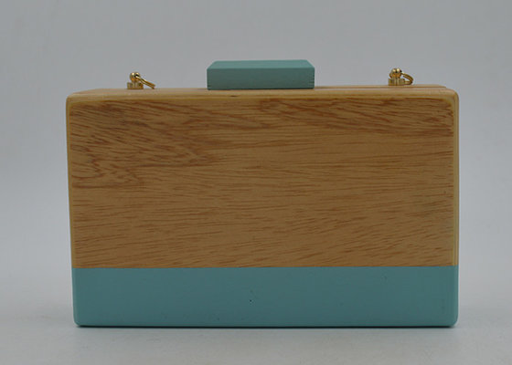 China Elegant Rectangle Shape Wooden Clutch Purse , Acrylic Evening Box Clutch Bag supplier