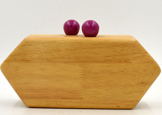 China Handmade Vintage Wooden Clutch Bag Slim Timber Box Shaped For Dinner Party supplier