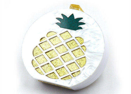 China Trendy Pineapple White Clutch Bag , Evening Clutch Bags For Splicing Banquet supplier