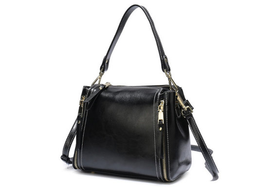 China Korean Style Oil Wax Cowhide Handbag , Single Shoulder Oblique Straddle Female Bag supplier