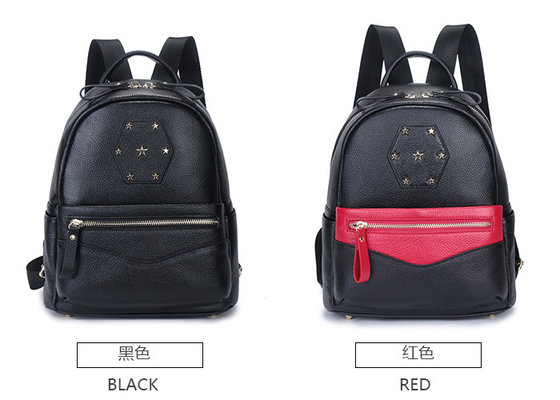 China Real Cow Leather Multifunctional Bag , Large Capacity Student Black Backpack Purse supplier