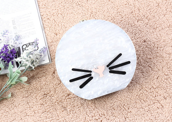 China White Color Moon Shaped Ladies Evening Clutch Bags Customized Cute Face Printed supplier
