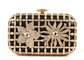 Gorgeous Laser Cut Metallic Hard Case Clutch Bag Luxury Beaded With Chain supplier