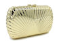 Gold Color Ladies Bridal Metallic Clutch Bag Shell Shaped For Evening Parties supplier