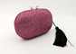 Pink Crystal Embellished Evening Bag , Rhinestone Wedding Clutch With Tassels supplier